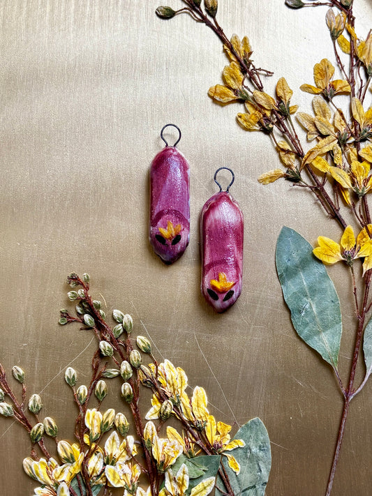 Garnet Bloom Ceramic Earrings
