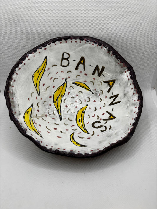 Handmade “Bananas” Ceramic Bowl – Whimsical Fruit Dish