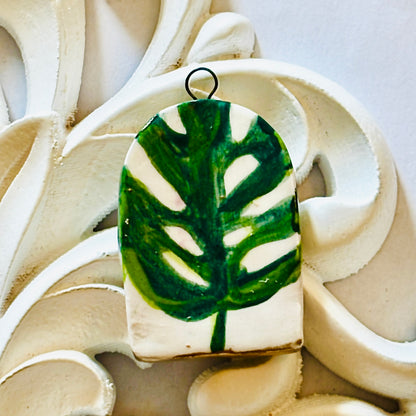 Hand-Painted Porcelain Monstera Ornament