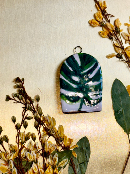 Hand-Painted Porcelain Monstera Ornament