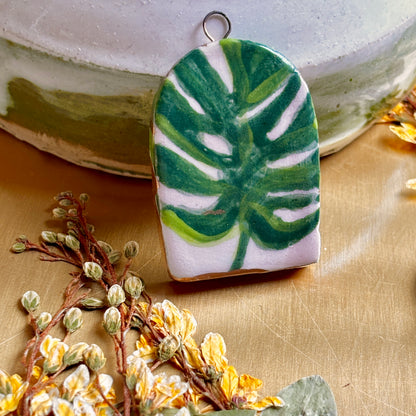 Hand-Painted Porcelain Monstera Ornament