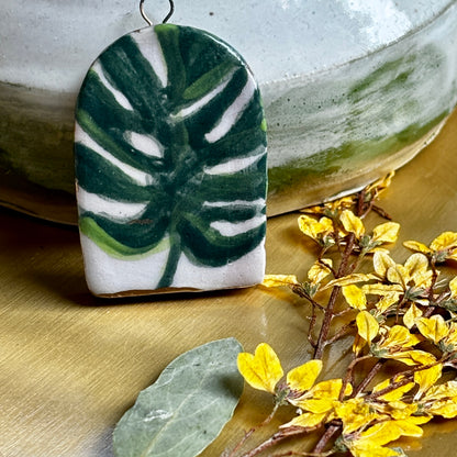 Hand-Painted Porcelain Monstera Ornament