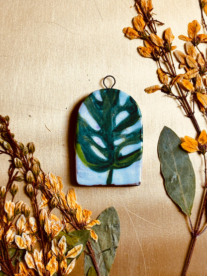Hand-Painted Porcelain Monstera Ornament