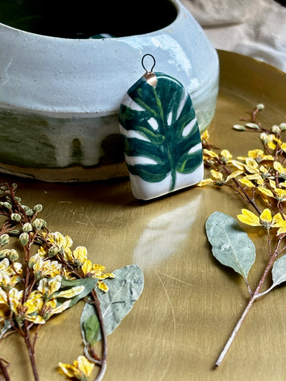 Hand-Painted Porcelain Monstera Ornament