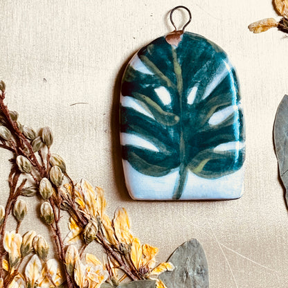 Hand-Painted Porcelain Monstera Ornament
