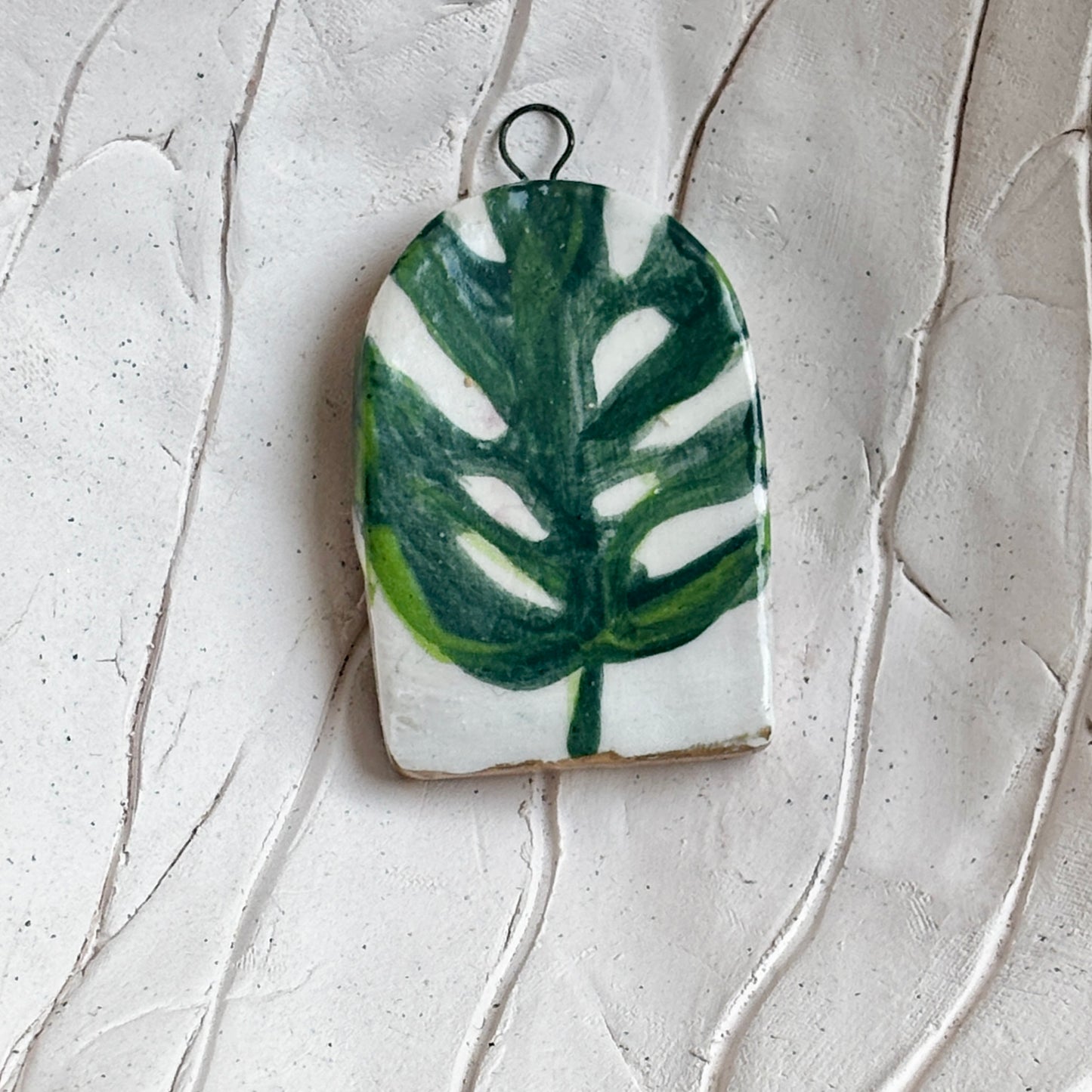 Hand-Painted Porcelain Monstera Ornament