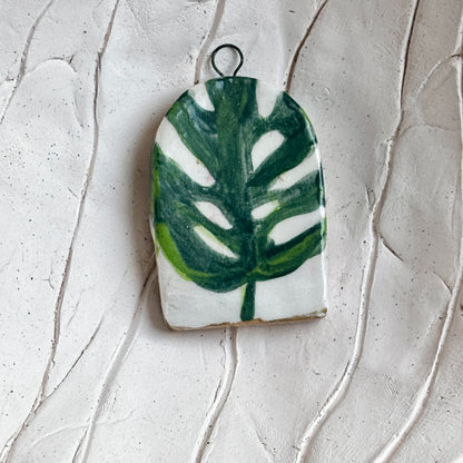 Hand-Painted Porcelain Monstera Ornament