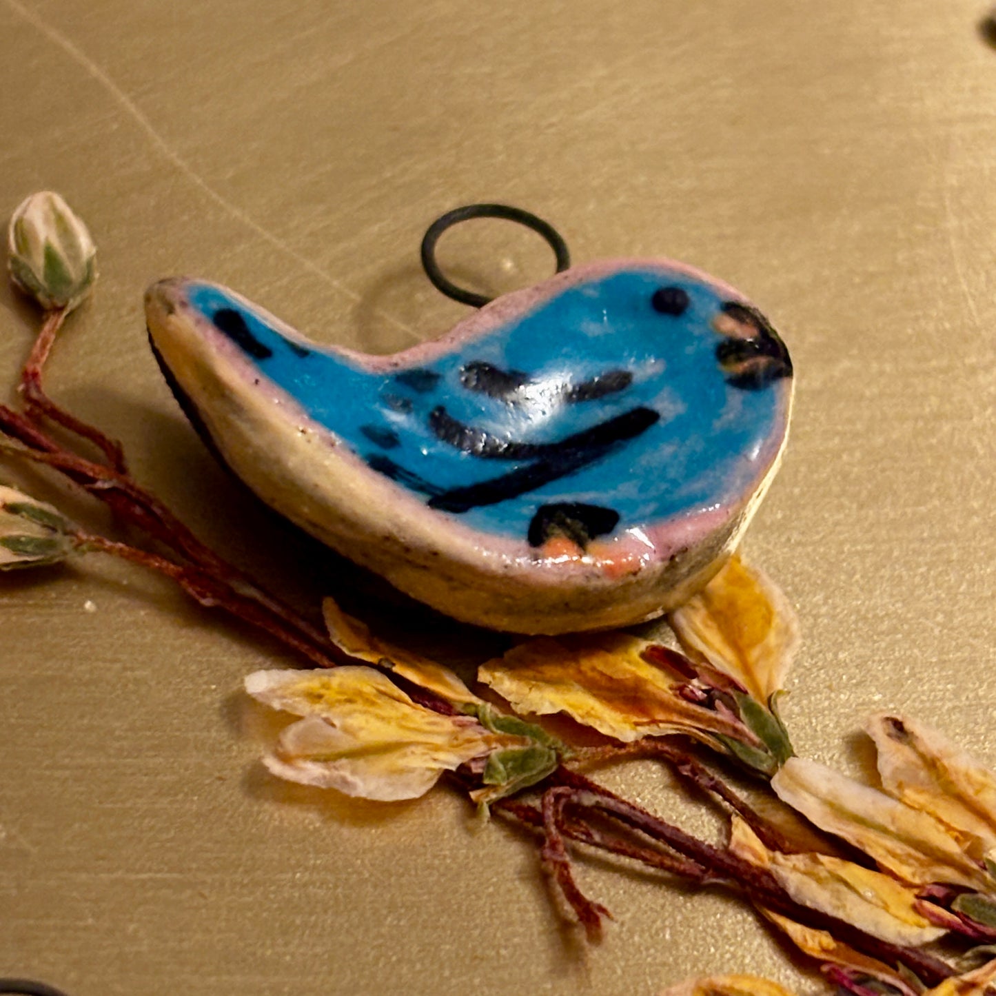 Bluebird Ceramic Charm – Hand-Painted, Whimsical & One-of-a-Kind