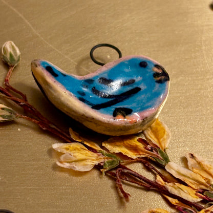 Bluebird Ceramic Charm – Hand-Painted, Whimsical & One-of-a-Kind