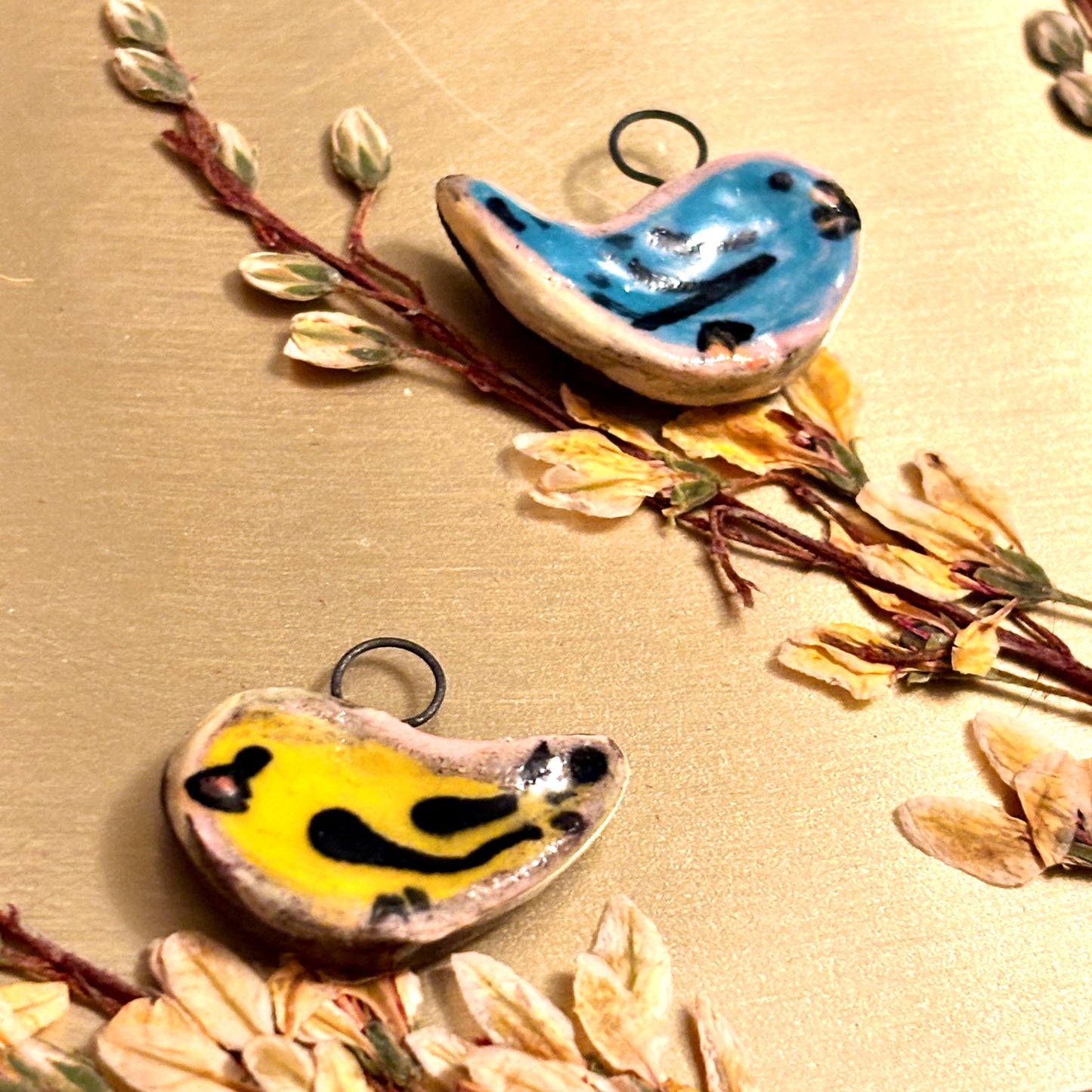 Bluebird Ceramic Charm – Hand-Painted, Whimsical & One-of-a-Kind