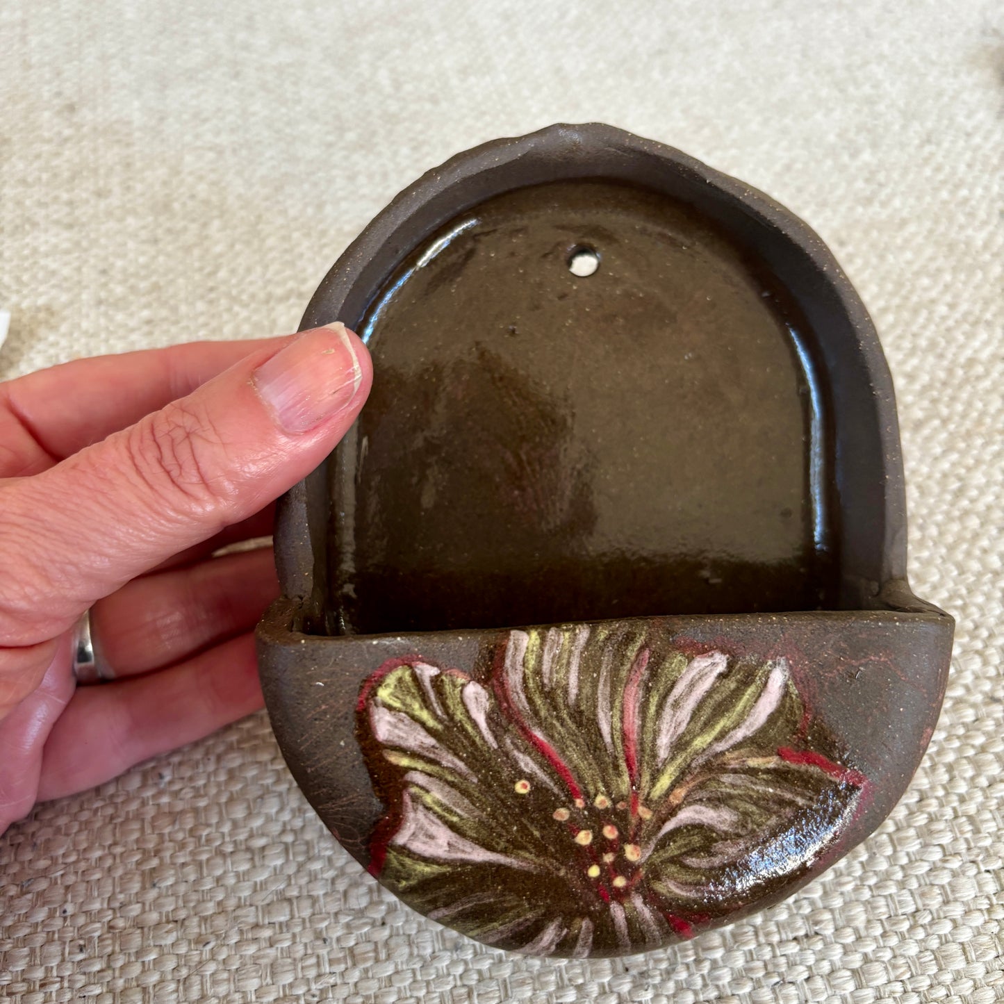 Hibiscus Ceramic Wall Planter