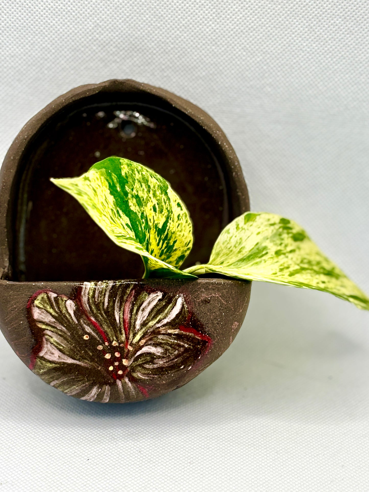 Hibiscus Ceramic Wall Planter
