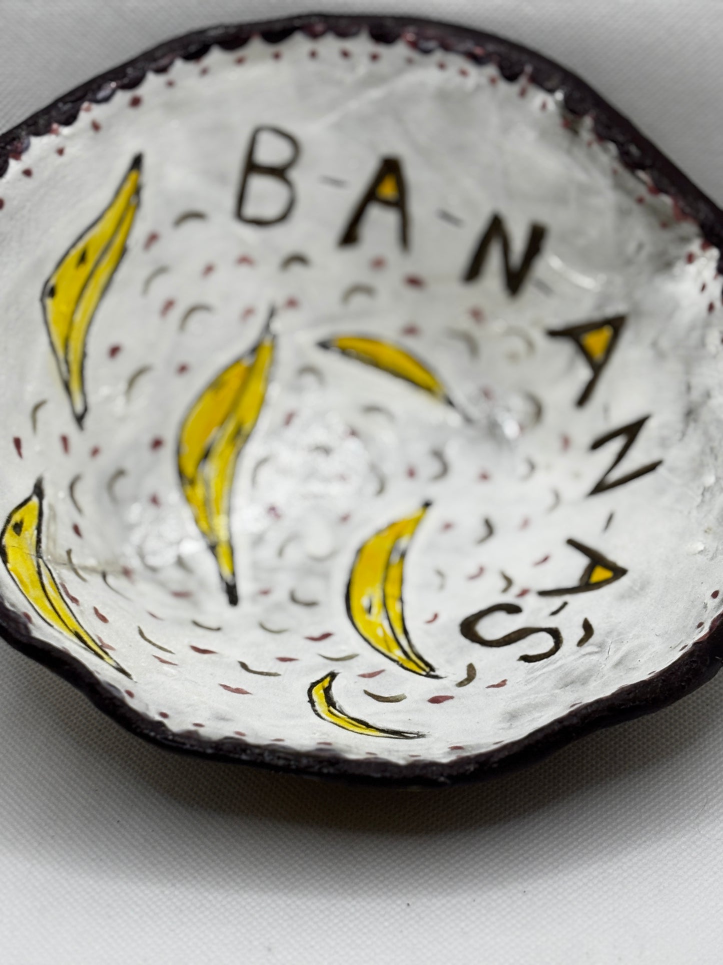 Handmade “Bananas” Ceramic Bowl – Whimsical Fruit Dish