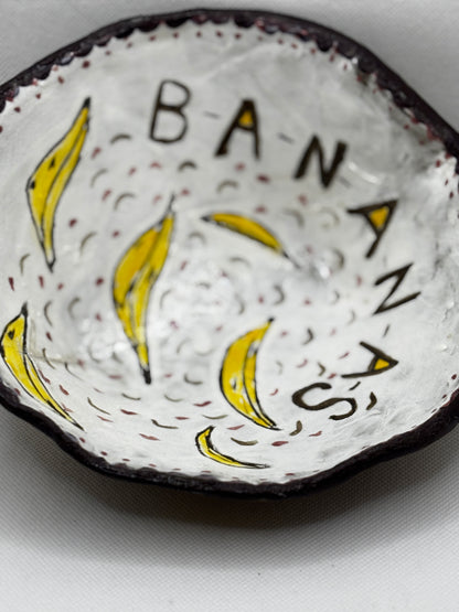 Handmade “Bananas” Ceramic Bowl – Whimsical Fruit Dish