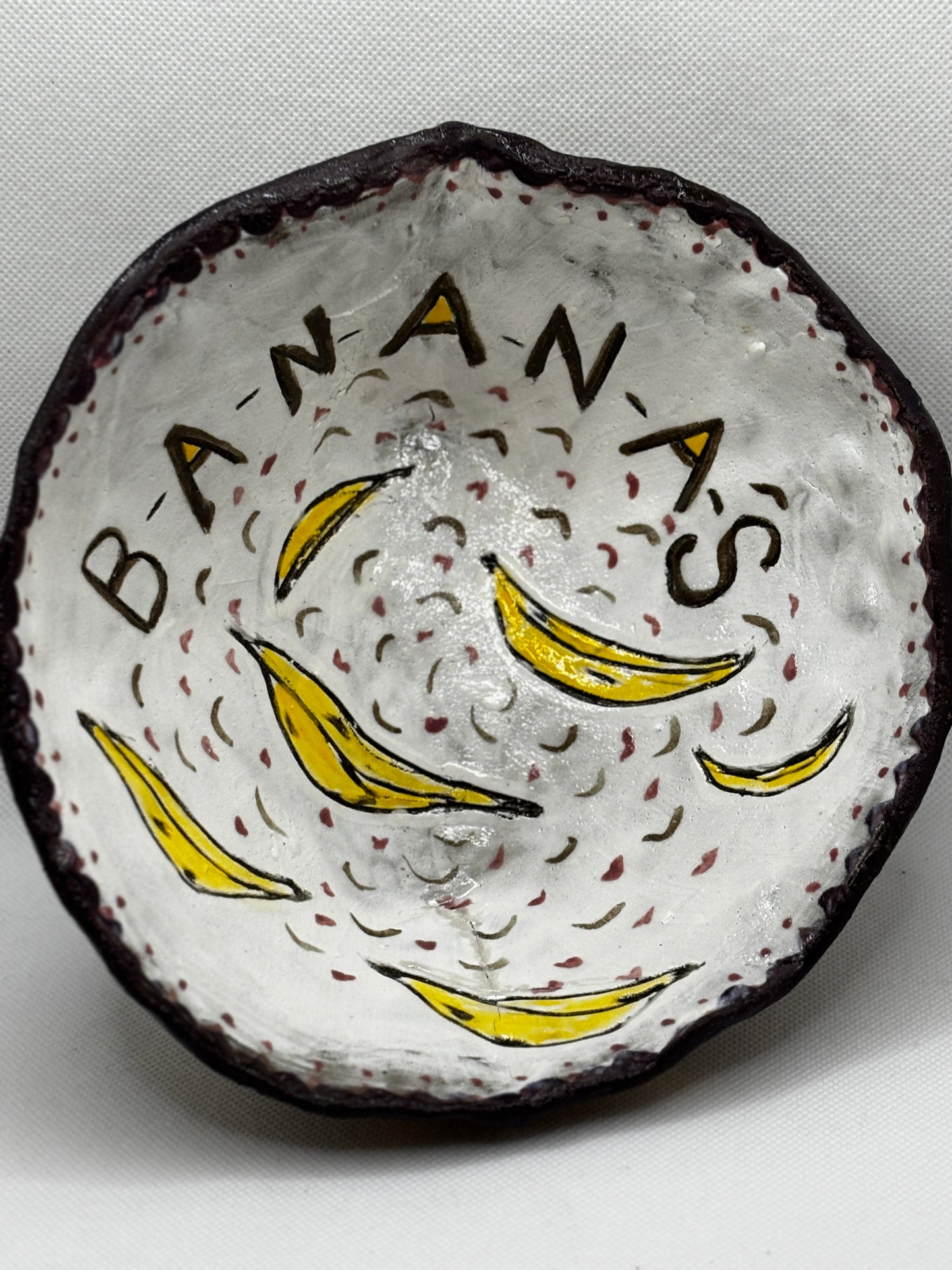 Handmade “Bananas” Ceramic Bowl – Whimsical Fruit Dish