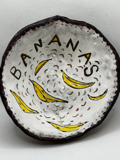 Handmade “Bananas” Ceramic Bowl – Whimsical Fruit Dish