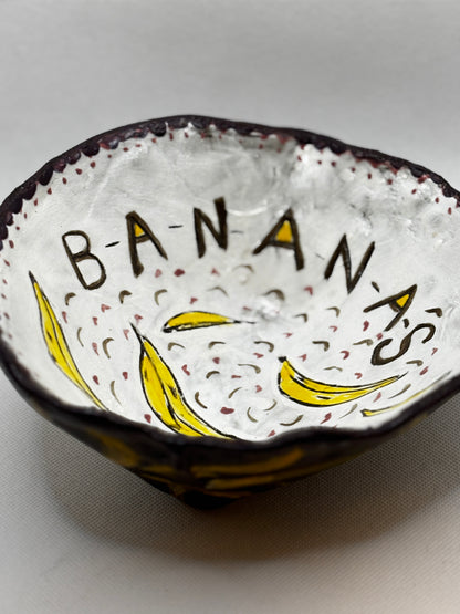 Handmade “Bananas” Ceramic Bowl – Whimsical Fruit Dish
