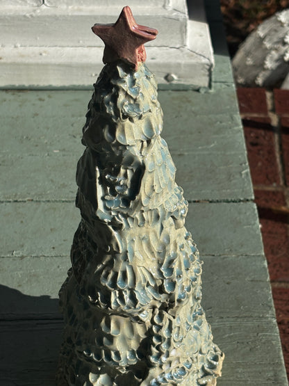 Textured Winter Tree with Star Topper - Handmade Ceramic Christmas Tree