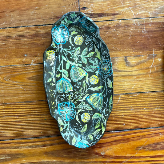 Hand-Painted Ceramic Floral Dish – One-of-a-Kind Artisan Plate